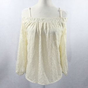 Seven Sisters NEW Beige Lace Top Blouse Size Large